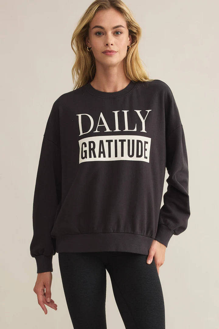 Z Supply Daily Gratitude Sweatshirt Black Sand